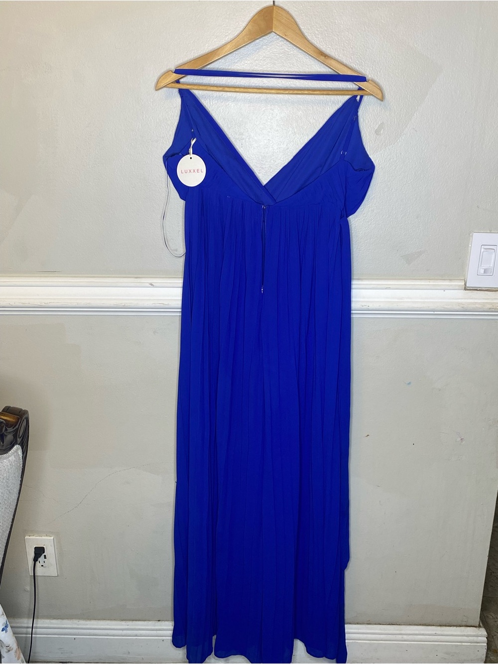 Luxxel Cobalt Blue V-Neck Maxi Dress homecoming prom party